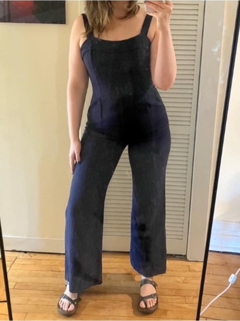 Birds of North America Sugarbird Swetheart Crinkle Navy Blue Jumpsuit 14